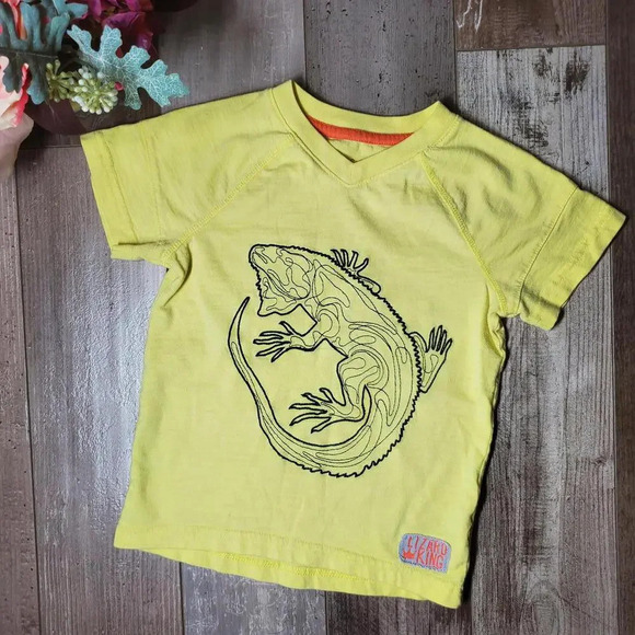 Cat & Jack Yellow Toddler Boy V-Neck Lizard King T-Shirt Size 3T NWOT - Picture 4 of 11